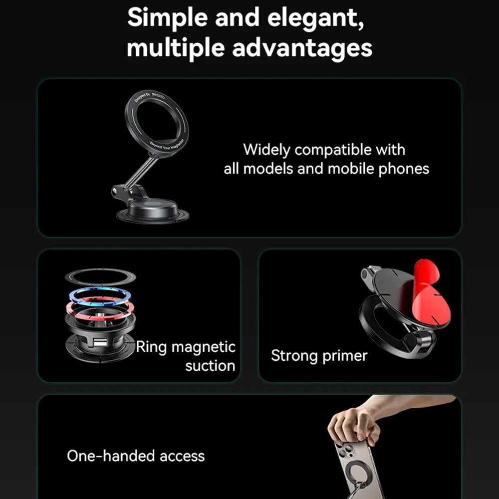 Магнитна стойка за кола Yesido C218, Универсална, Черна