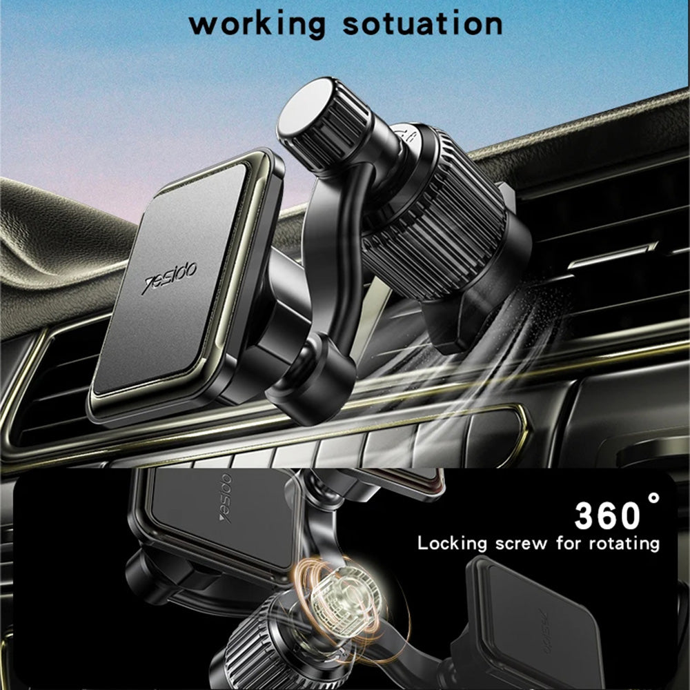 Магнитна стойка за кола Yesido C244, Универсална, Черна