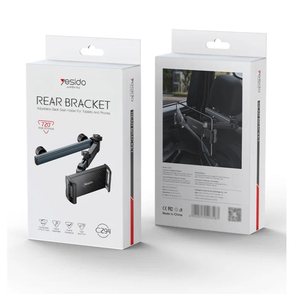 Автомобилен държач за облегалка Yesido C294, 4.7 инча - 13 инча, Черен