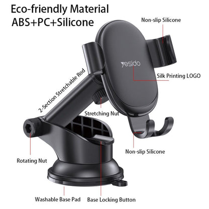 Автомобилна стойка Yesido C120, 4 инча - 6.5 инча, Черна
