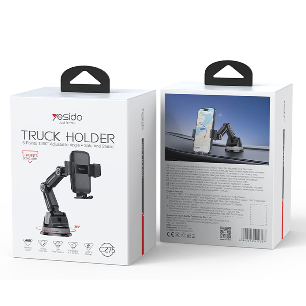 Yesido C275 Car Holder, 4.7inch - 7.2inch, Black