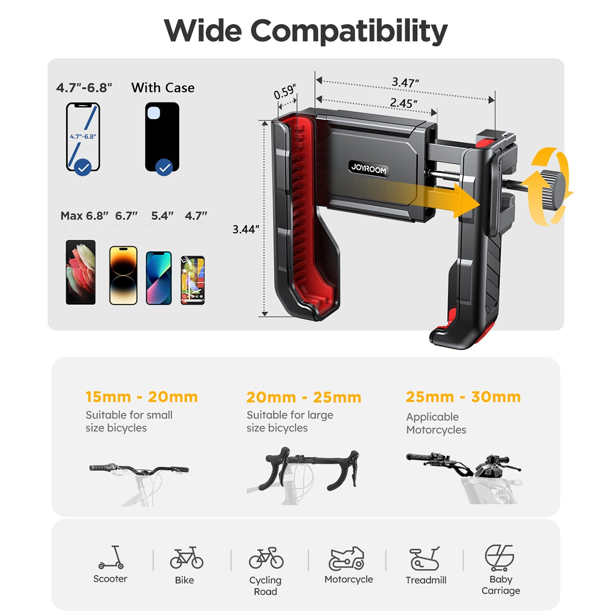 Стойка за велосипед Joyroom JR-ZS266, 4.7inch - 7inch, Черен