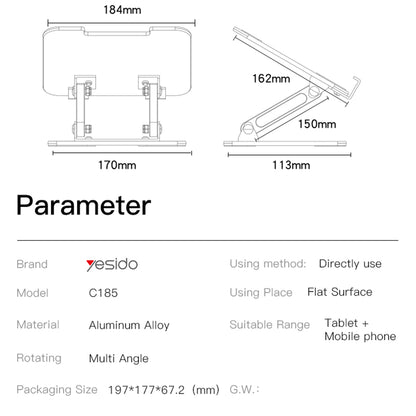 Поставка за бюро Yesido C185, 4.5inch - 13inch, Сребрист