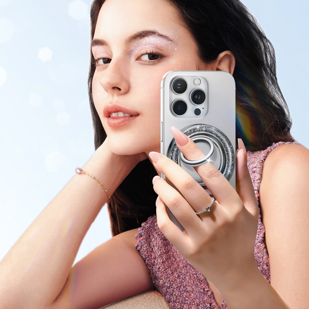 Подложка за пръстен Joyroom JR-ZS425 Glitter, Универсална, Черна