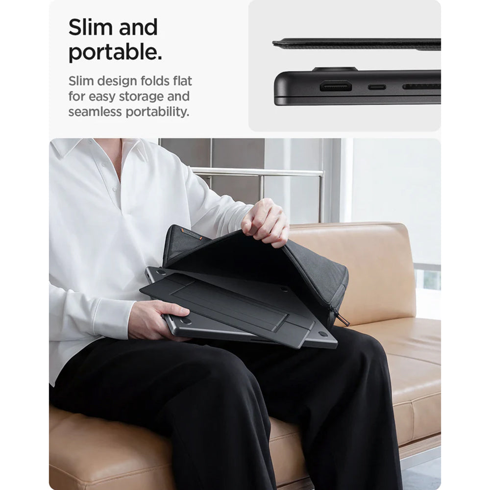 Стойка Spigen Slim Fold LD201-S7 за лаптоп до 14 инча, черна AMP11116