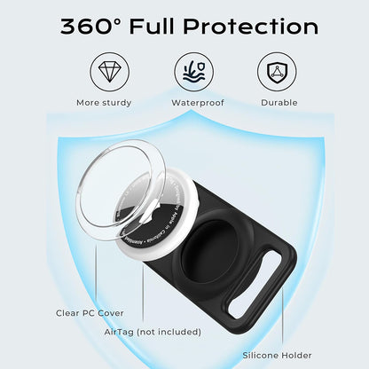 Поддръжка Techsuit BuddyGuard DG1 за Apple AirTag на Огърлица Домашен Любимец, Черен
