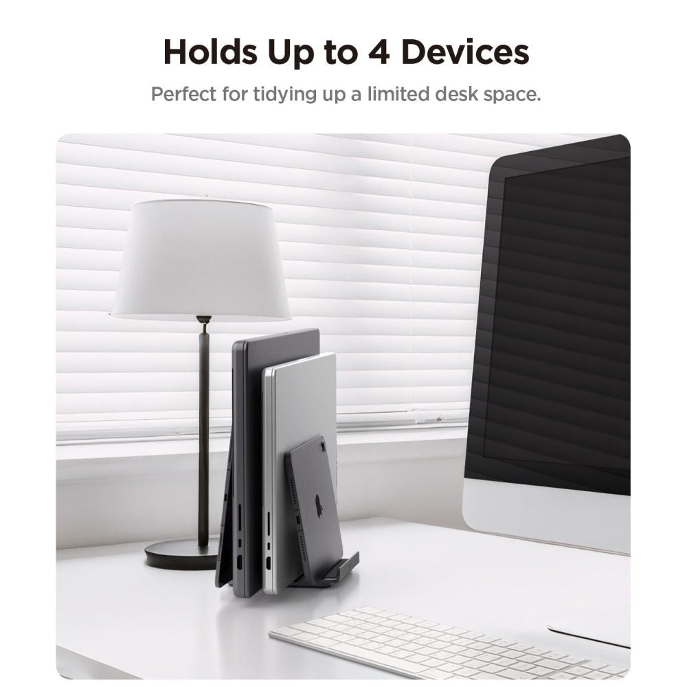 Вертикална стойка Spigen LD208S4 Two за лаптоп с дебелина 14mm - 27mm, Сивa