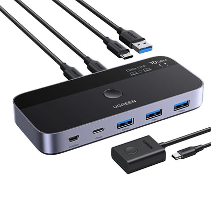 Switch USB UGREEN CM691 (45784), 3 x USB-A 3.2 - 1 x USB-C - 1 x miniUSB, Черен
