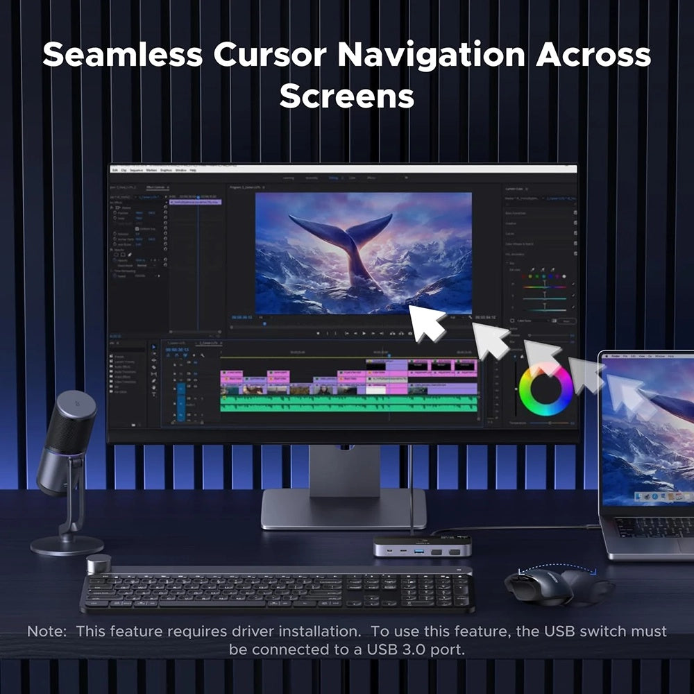 Switch USB UGREEN CM691 (45784), 3 x USB-A 3.2 - 1 x USB-C - 1 x miniUSB, Черен