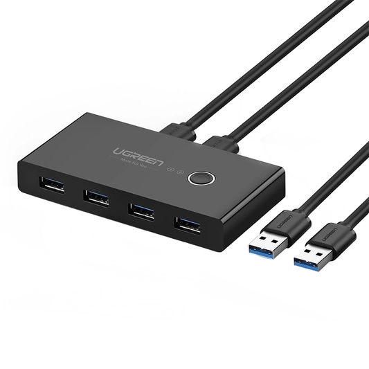 USB превключвател UGREEN US216 (30768) Two Sharing Box Нова версия, 4 x USB-A 3.0, Черен