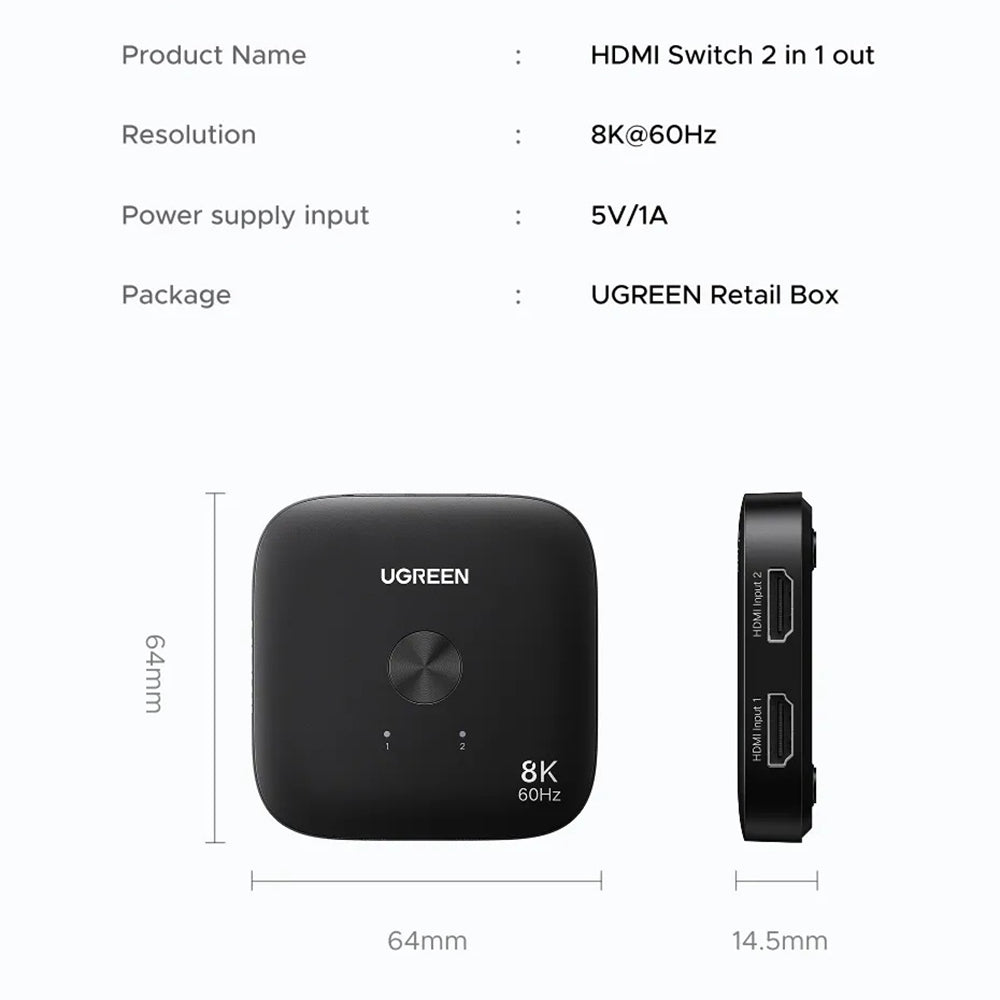 Switch Video HDMI UGREEN 65877, Черен
