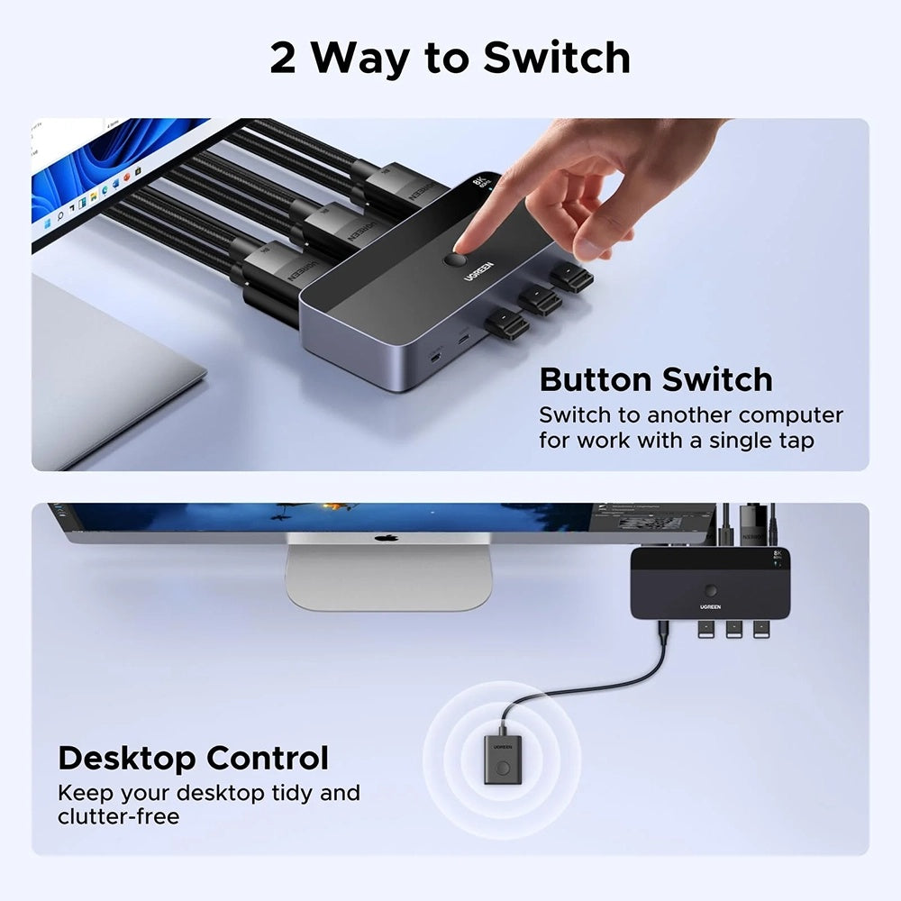 Switch Video DisplayPort UGREEN AK700 (55851), Сив