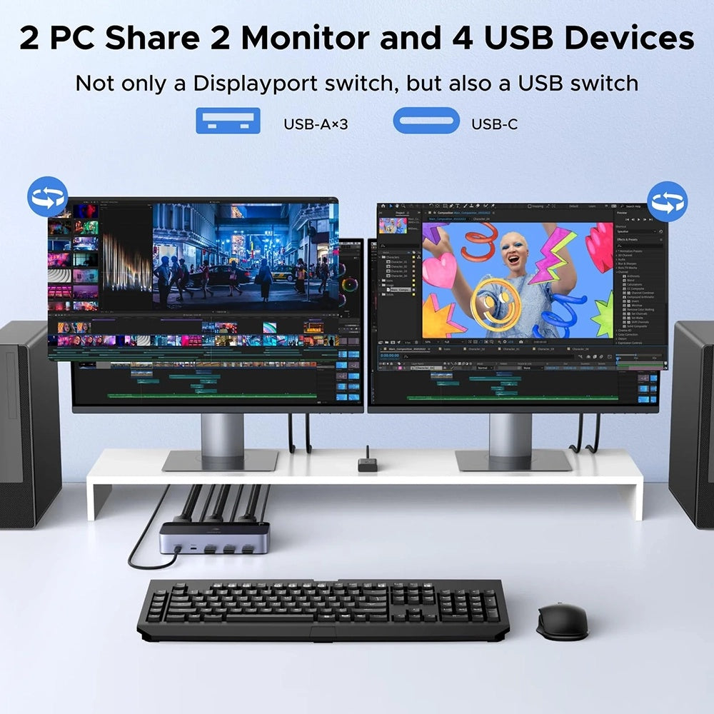 Switch Video DisplayPort UGREEN AK700 (55851), Сив