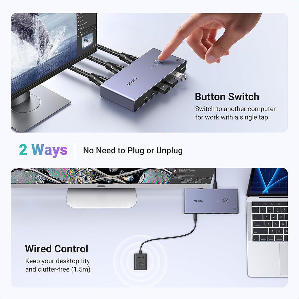 Switch Video UGREEN CM692, Сив