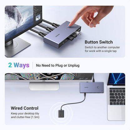 Switch Video UGREEN CM692, Сив