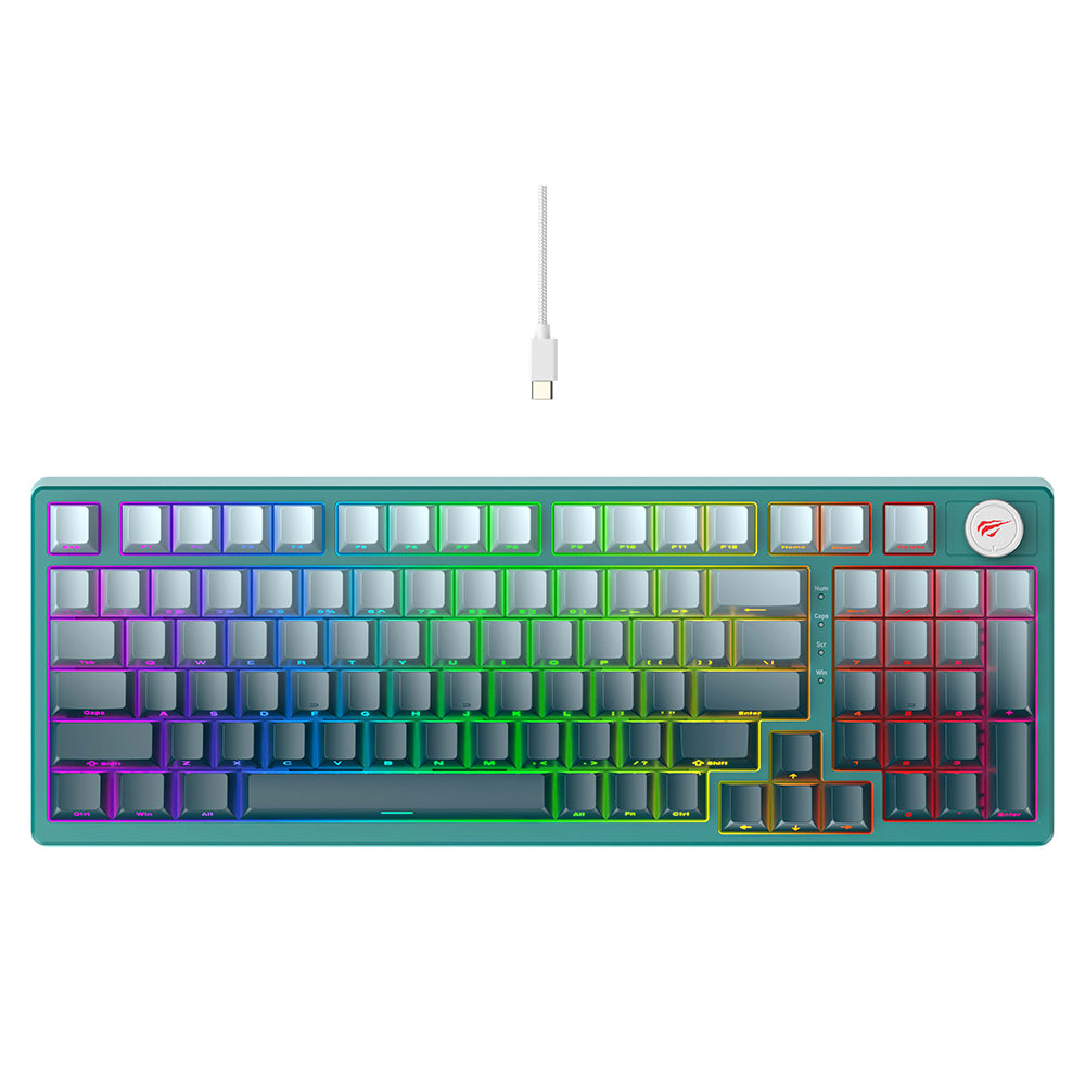 Гейминг клавиатура HAVIT KB899L, RGB, 1.8m, Бяло Зелена