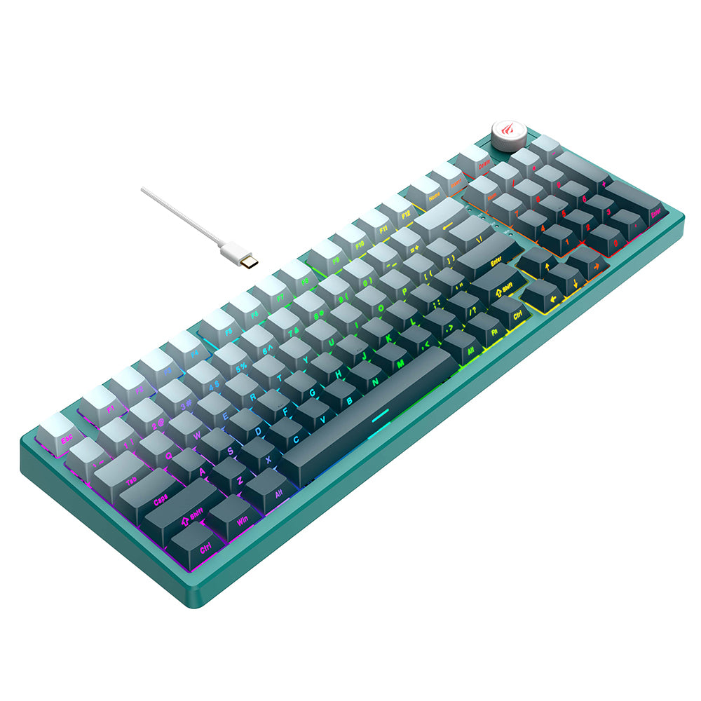 Гейминг клавиатура HAVIT KB899L, RGB, 1.8m, Бяло Зелена
