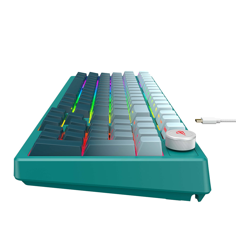 Гейминг клавиатура HAVIT KB899L, RGB, 1.8m, Бяло Зелена