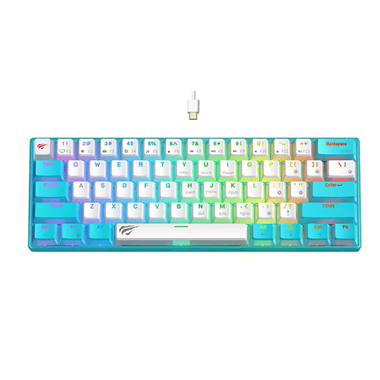 Гейминг клавиатура HAVIT KB903L, RGB, 1.8m, Бяло Синя