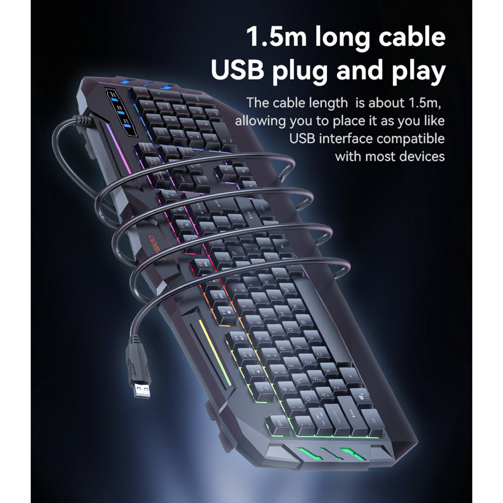 Безжична клавиатура Yesido KB21, RGB, 1.5m, Черна