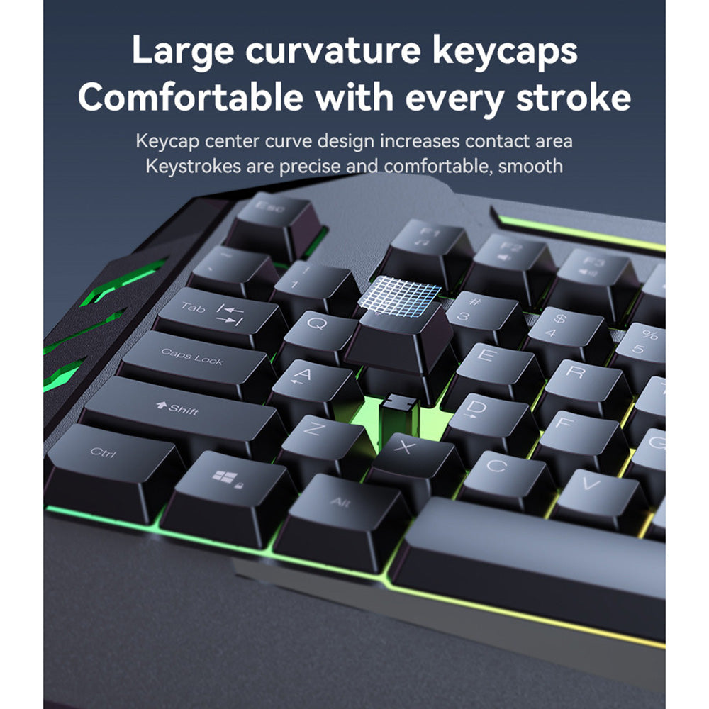 Безжична клавиатура Yesido KB21, RGB, 1.5m, Черна