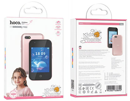 Мобилен телефон HOCO Y102 Kids, 2G, Дисплей 2.8 инча, Розов