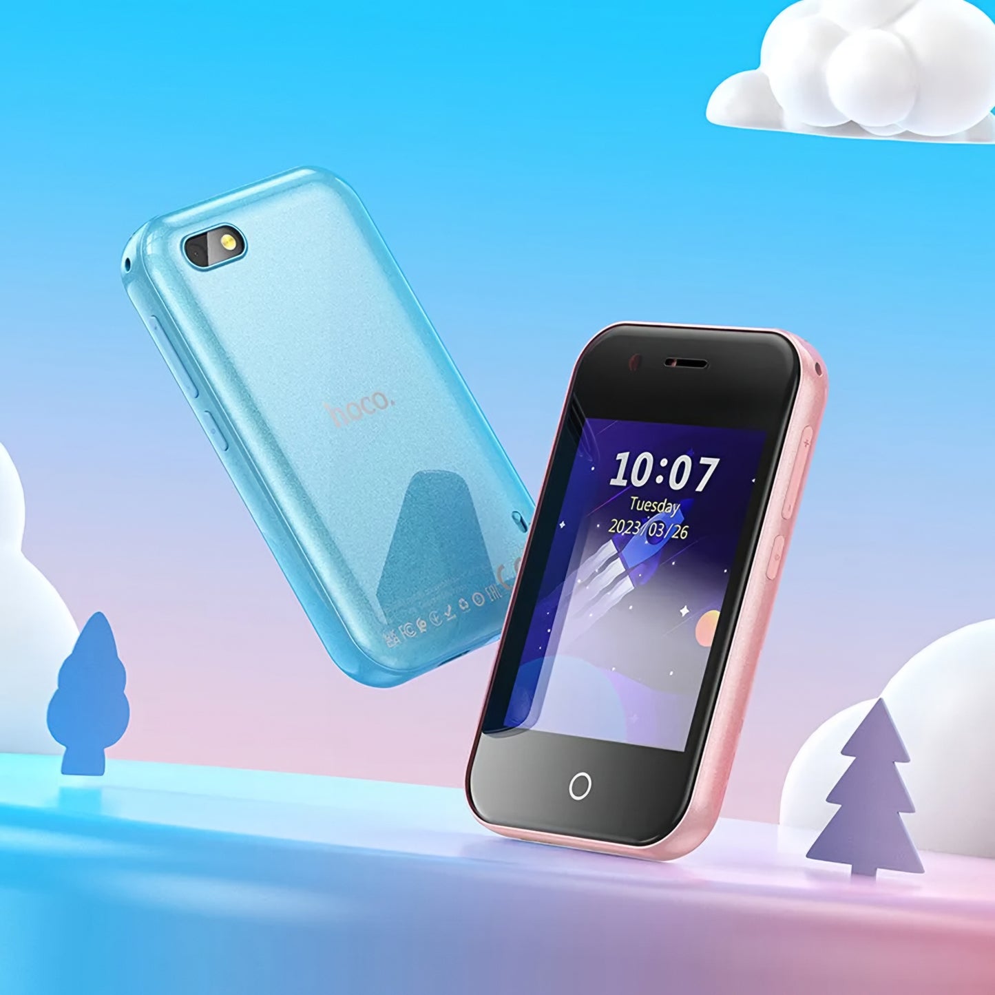 Мобилен телефон HOCO Y102 Kids, 2G, Дисплей 2.8 инча, Син