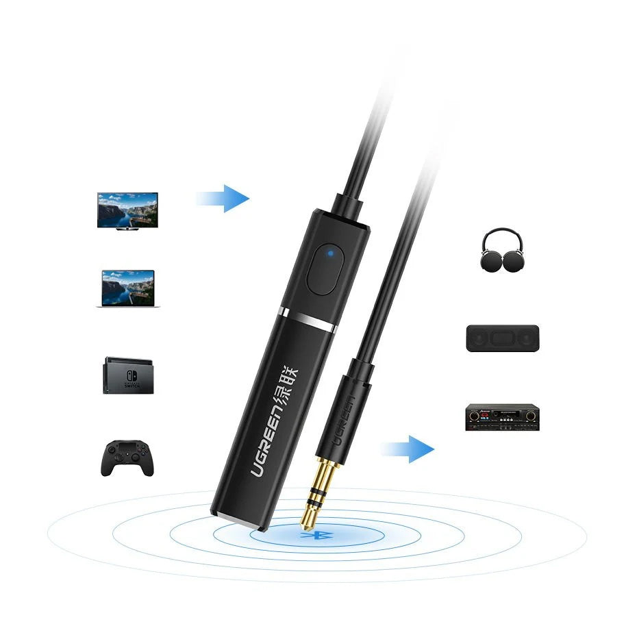 Bluetooth трансмитер UGREEN CM107, AUX, Черен