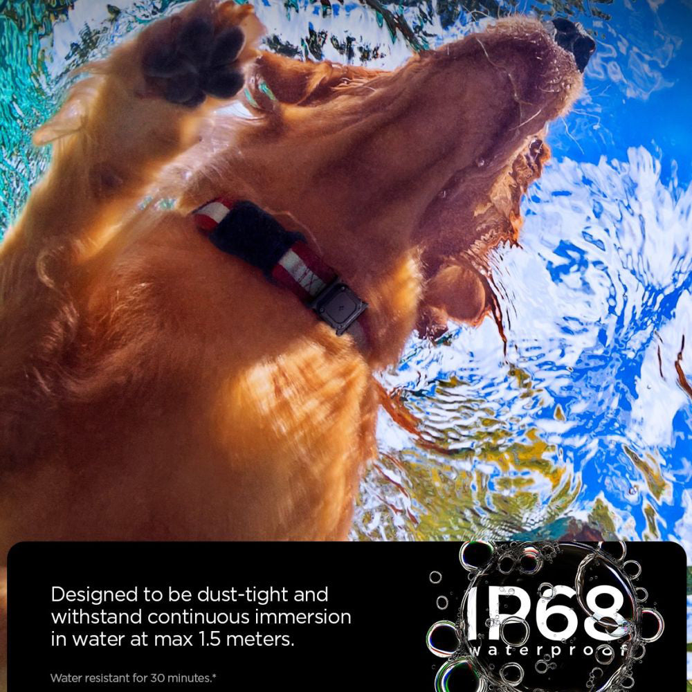 Яка за домашни любимци със стойка Spigen Tough Armor за Apple AirTag, черна